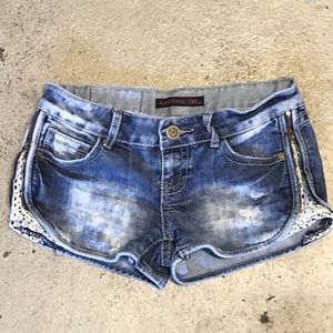 Material Girl Distressed Denim Shorts, Size 3